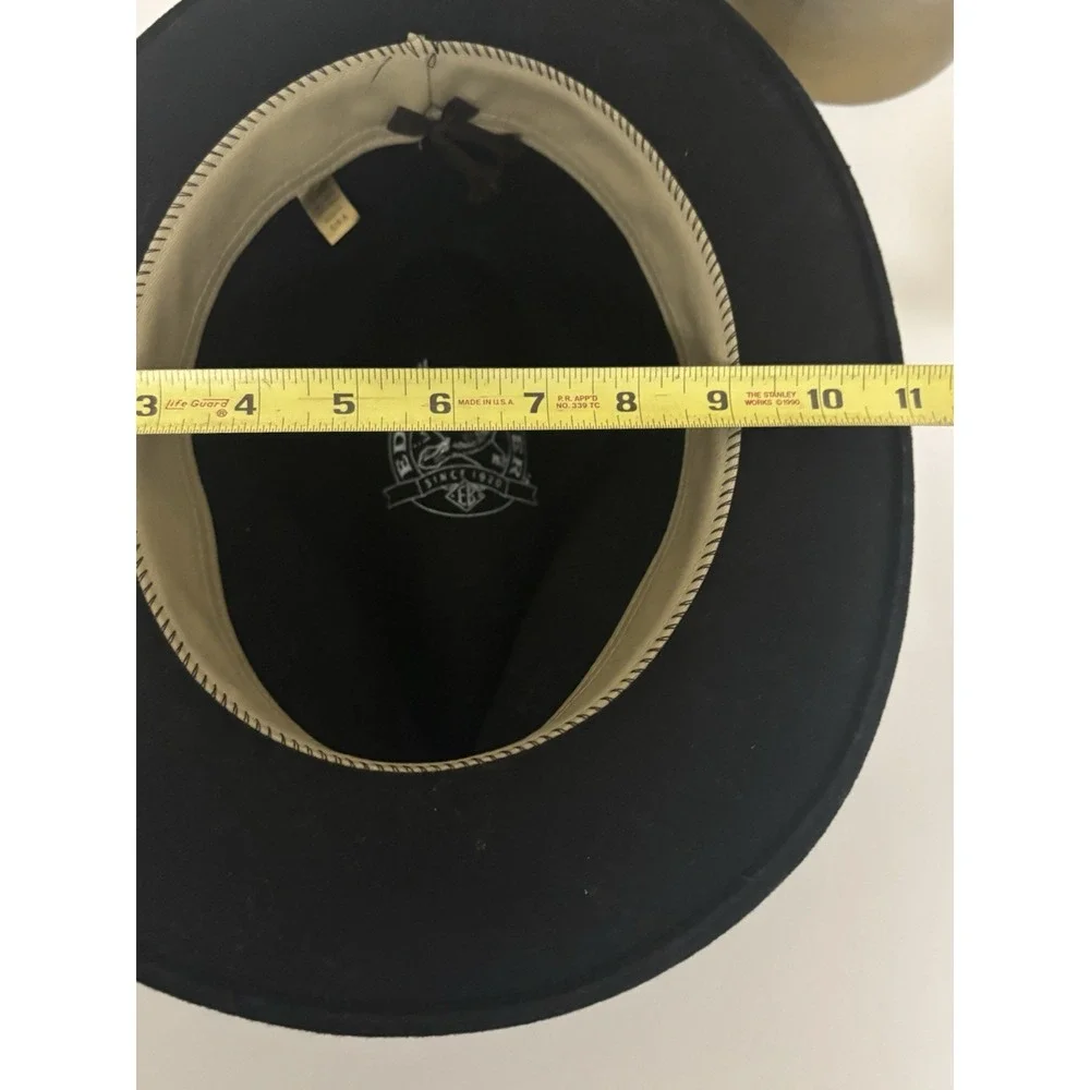 Vintage Eddie Bauer Hat Mens Large Black Wool Blend Fedora Hiking Camping USA